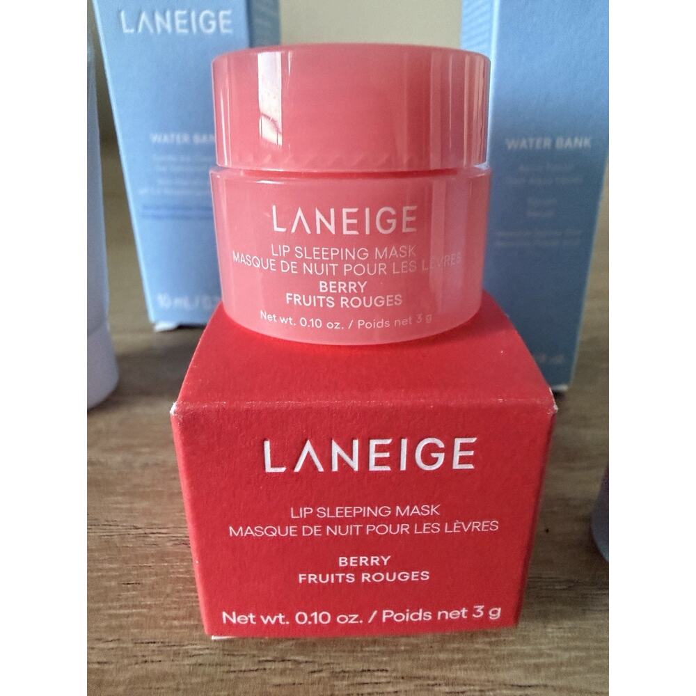 Laneige Water Bank Mini Set Cleanser Serum Lip Sleeping Mask Berry New - Picture 4 of 12